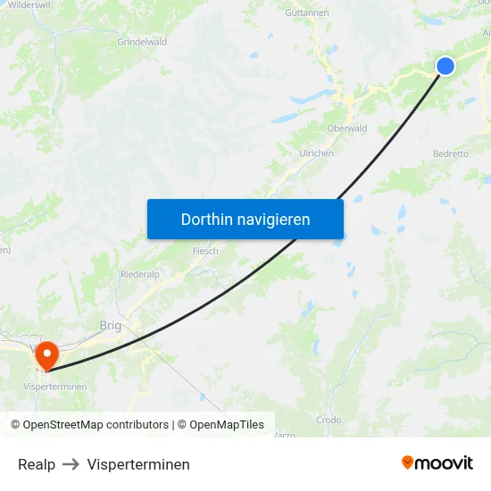Realp to Visperterminen map