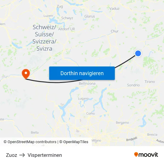 Zuoz to Visperterminen map