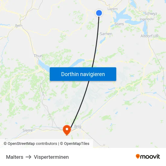 Malters to Visperterminen map