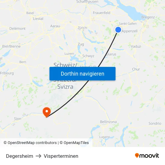Degersheim to Visperterminen map