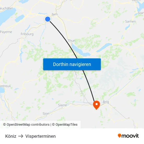 Köniz to Visperterminen map