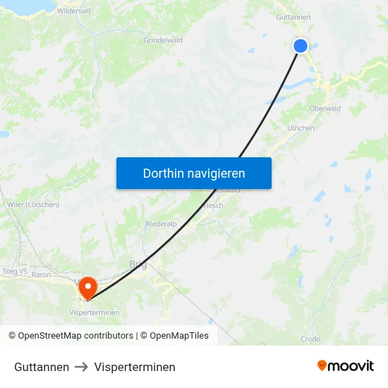 Guttannen to Visperterminen map