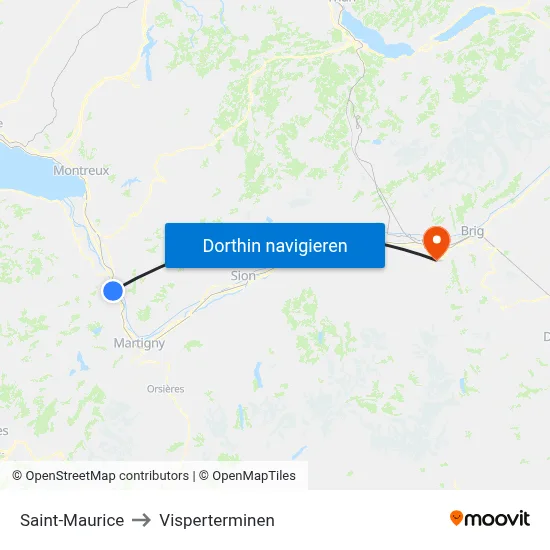 Saint-Maurice to Visperterminen map