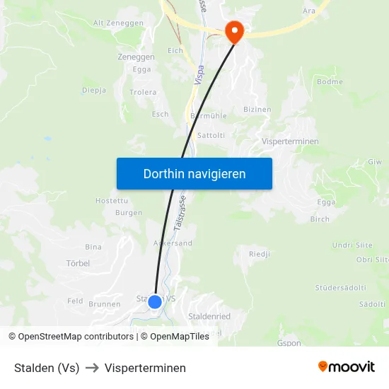 Stalden (Vs) to Visperterminen map