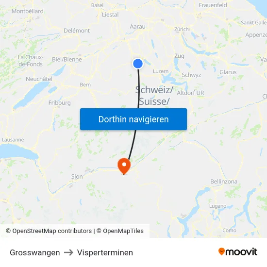 Grosswangen to Visperterminen map