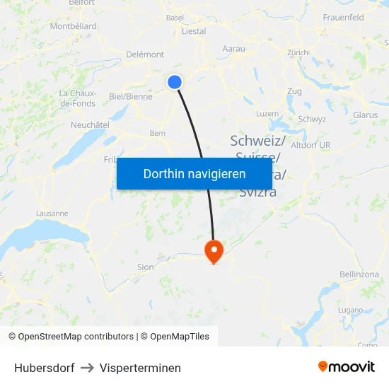 Hubersdorf to Visperterminen map