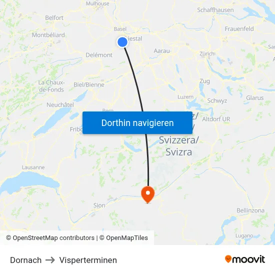 Dornach to Visperterminen map