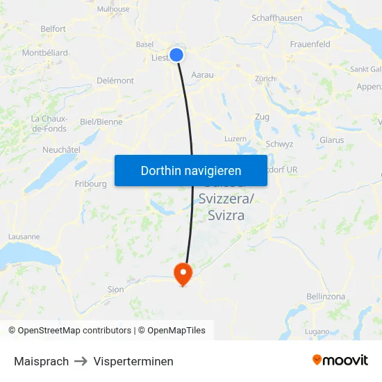 Maisprach to Visperterminen map
