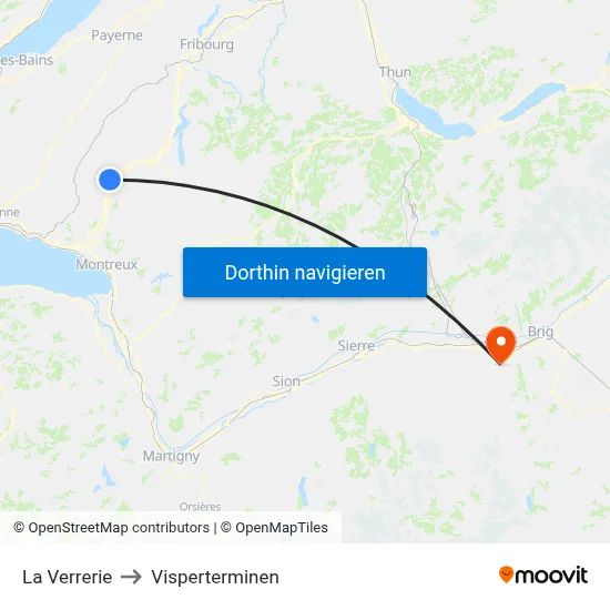 La Verrerie to Visperterminen map