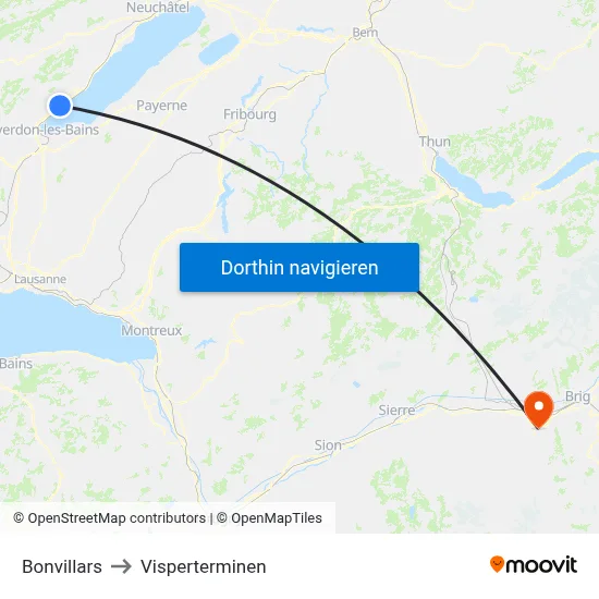 Bonvillars to Visperterminen map