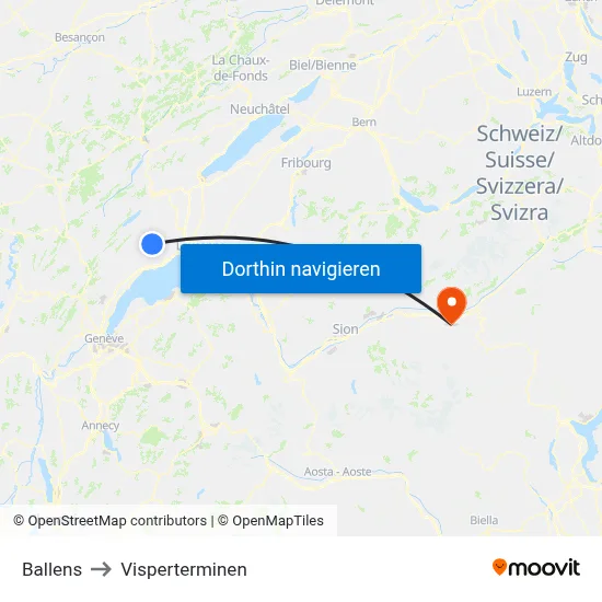 Ballens to Visperterminen map