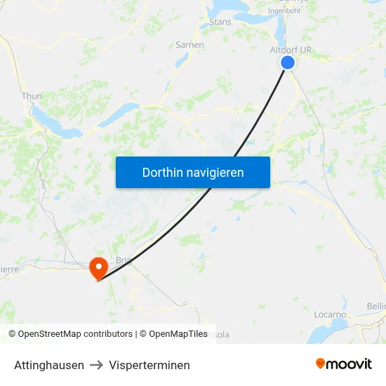 Attinghausen to Visperterminen map