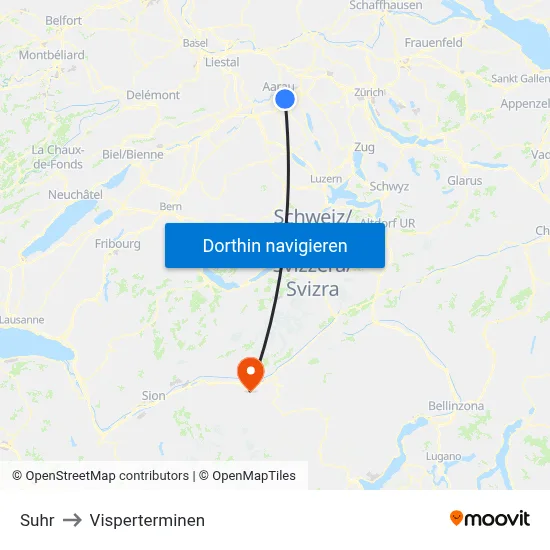 Suhr to Visperterminen map