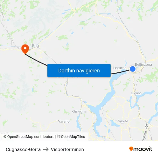 Cugnasco-Gerra to Visperterminen map