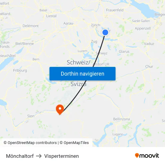 Mönchaltorf to Visperterminen map
