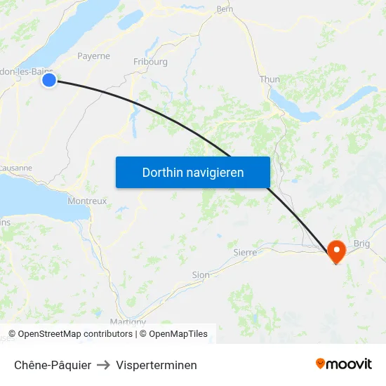 Chêne-Pâquier to Visperterminen map