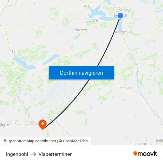 Ingenbohl to Visperterminen map