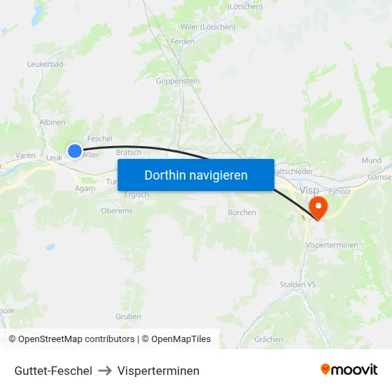 Guttet-Feschel to Visperterminen map