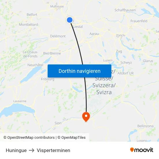 Huningue to Visperterminen map