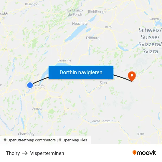 Thoiry to Visperterminen map