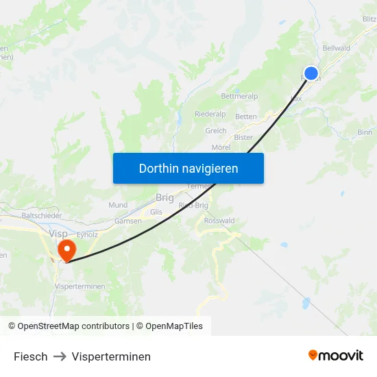 Fiesch to Visperterminen map