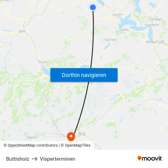 Buttisholz to Visperterminen map