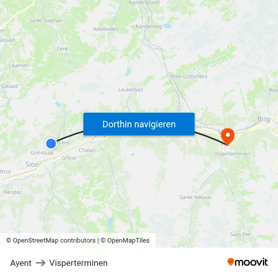 Ayent to Visperterminen map