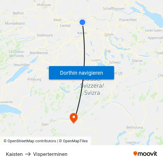Kaisten to Visperterminen map