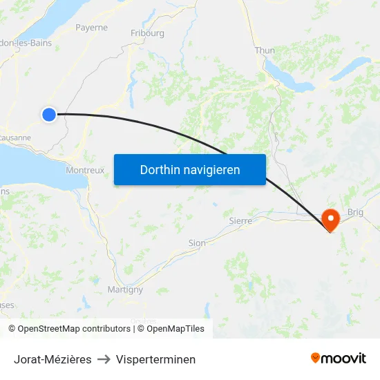 Jorat-Mézières to Visperterminen map