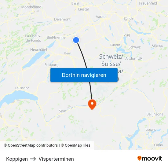 Koppigen to Visperterminen map