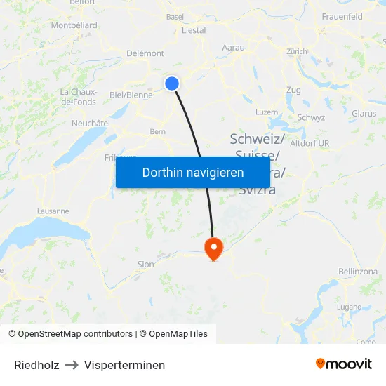 Riedholz to Visperterminen map