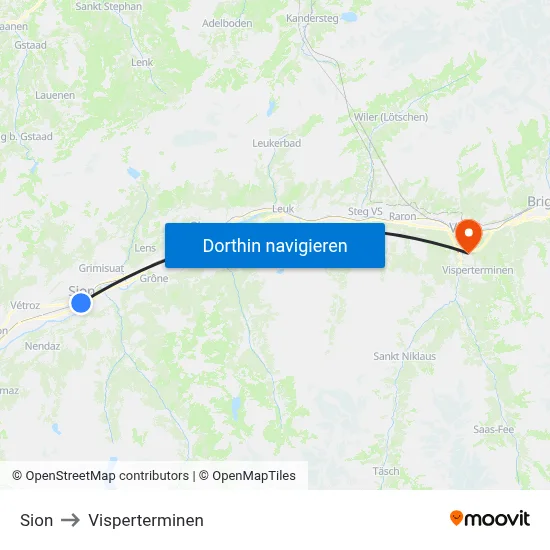 Sion to Visperterminen map
