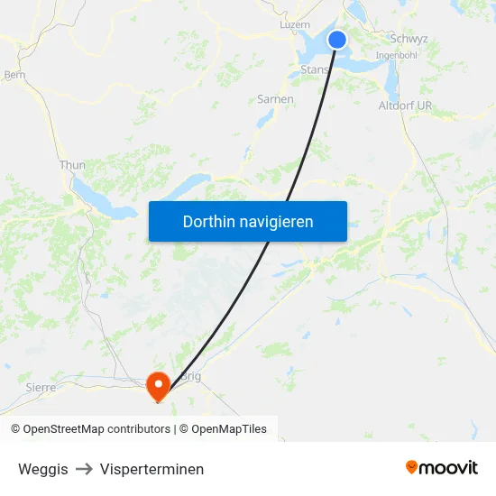 Weggis to Visperterminen map