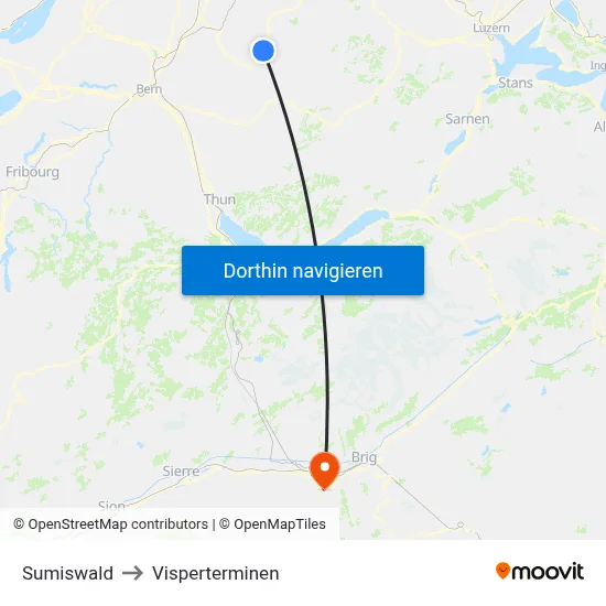 Sumiswald to Visperterminen map
