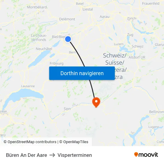 Büren An Der Aare to Visperterminen map