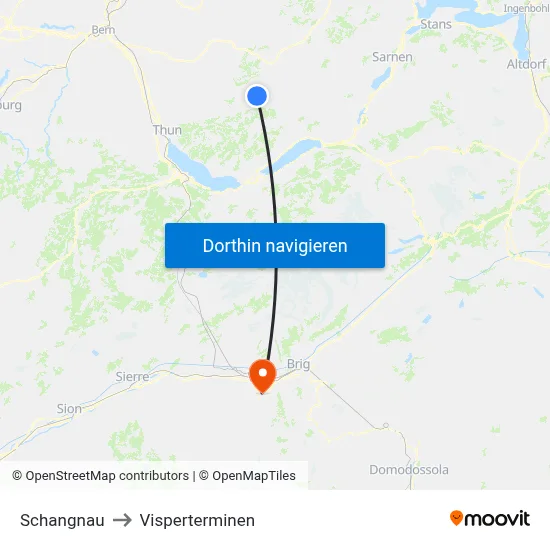 Schangnau to Visperterminen map