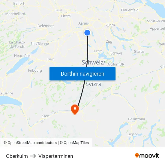 Oberkulm to Visperterminen map
