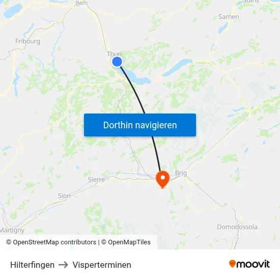 Hilterfingen to Visperterminen map