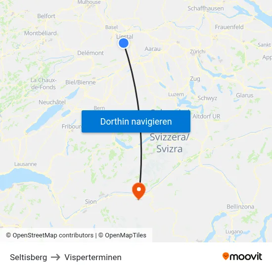 Seltisberg to Visperterminen map