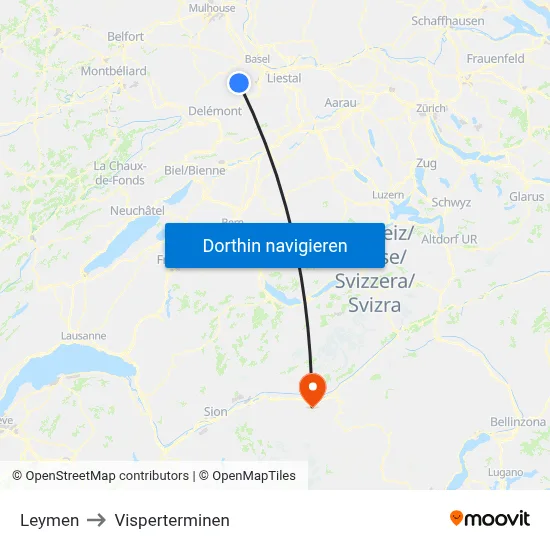 Leymen to Visperterminen map