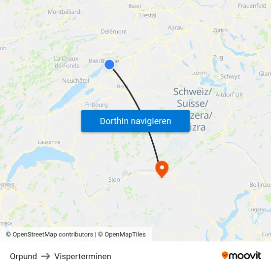 Orpund to Visperterminen map