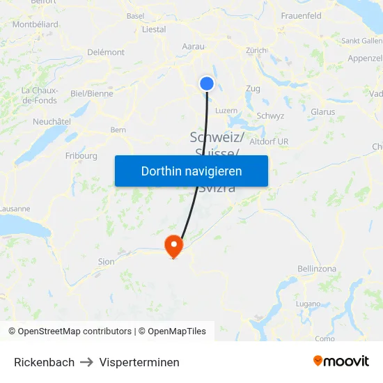 Rickenbach to Visperterminen map