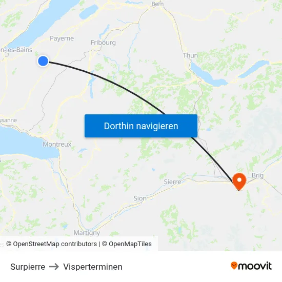 Surpierre to Visperterminen map
