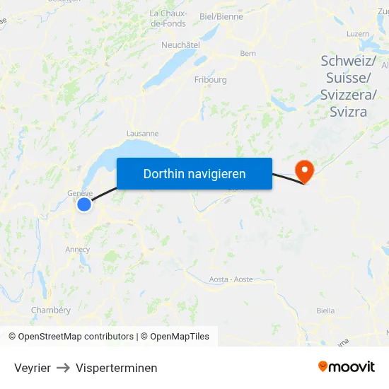 Veyrier to Visperterminen map