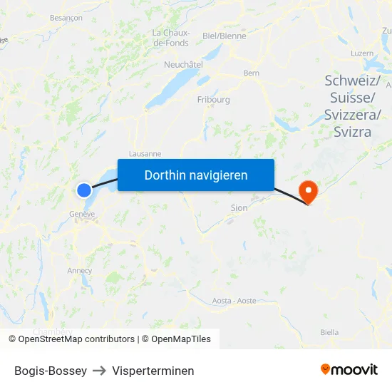 Bogis-Bossey to Visperterminen map