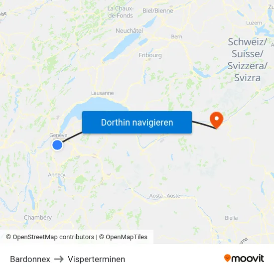 Bardonnex to Visperterminen map