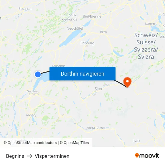 Begnins to Visperterminen map