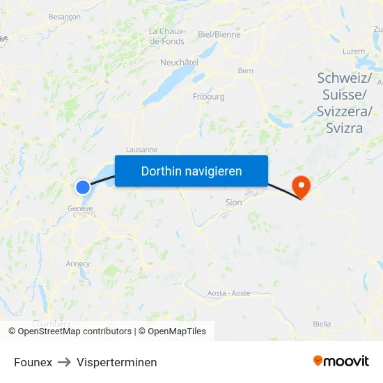 Founex to Visperterminen map