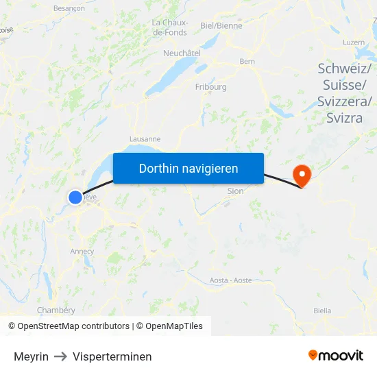 Meyrin to Visperterminen map