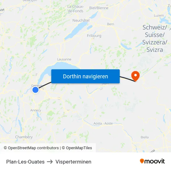 Plan-Les-Ouates to Visperterminen map